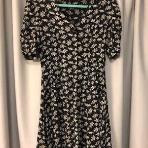 ~Vintage~ 90s Black Floral Dress